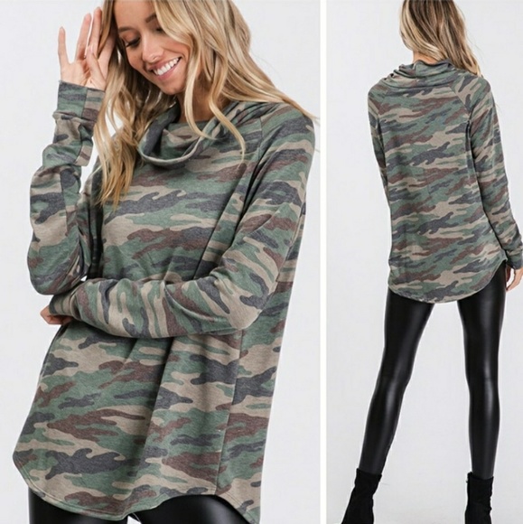 KFab Designs Tops - LAST ONE!! Camouflage Cowl Neck Tunic